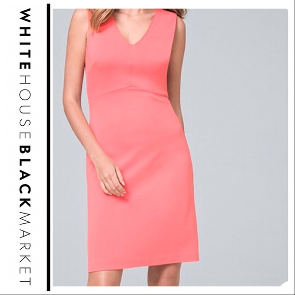 NWT WHBM TEA ROSE EMPIRE-WAIST V-NECK SHEATH DRESS - Picture 1 of 12